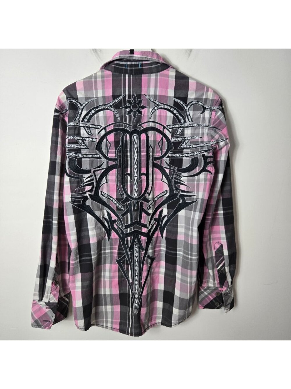 Roar Men's Size S Floyd II Pink Plaid Western Long-Sleeve Shirt Signature Fit